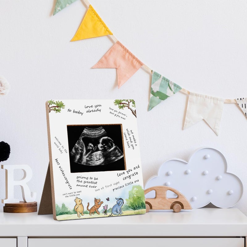 Hatzelou Baby Shower Sign Picture Frame - Sonogram Picture Frame & Guest Book Frame - Cute Animals Decor for Baby Shower Party Supplies - Gender Reveal - Image 3